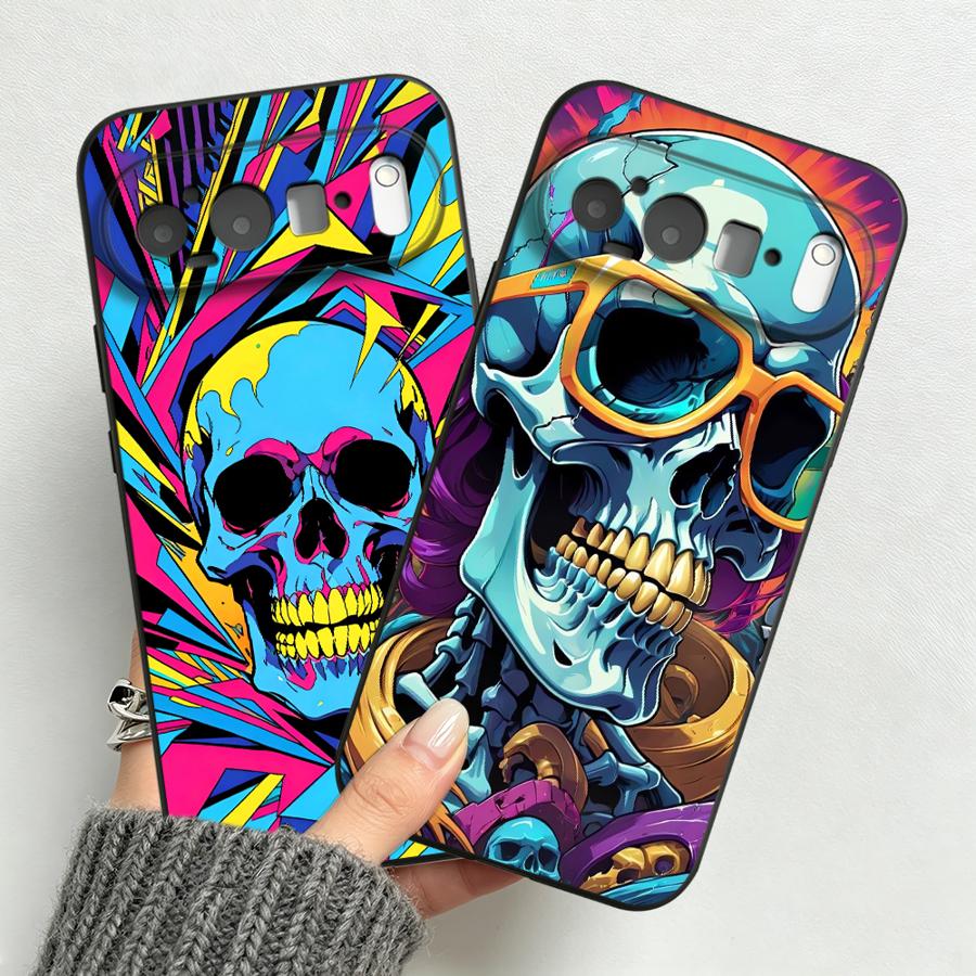 Phone Cases Google Pixel 9 - Neon Pop Art Skull Case for