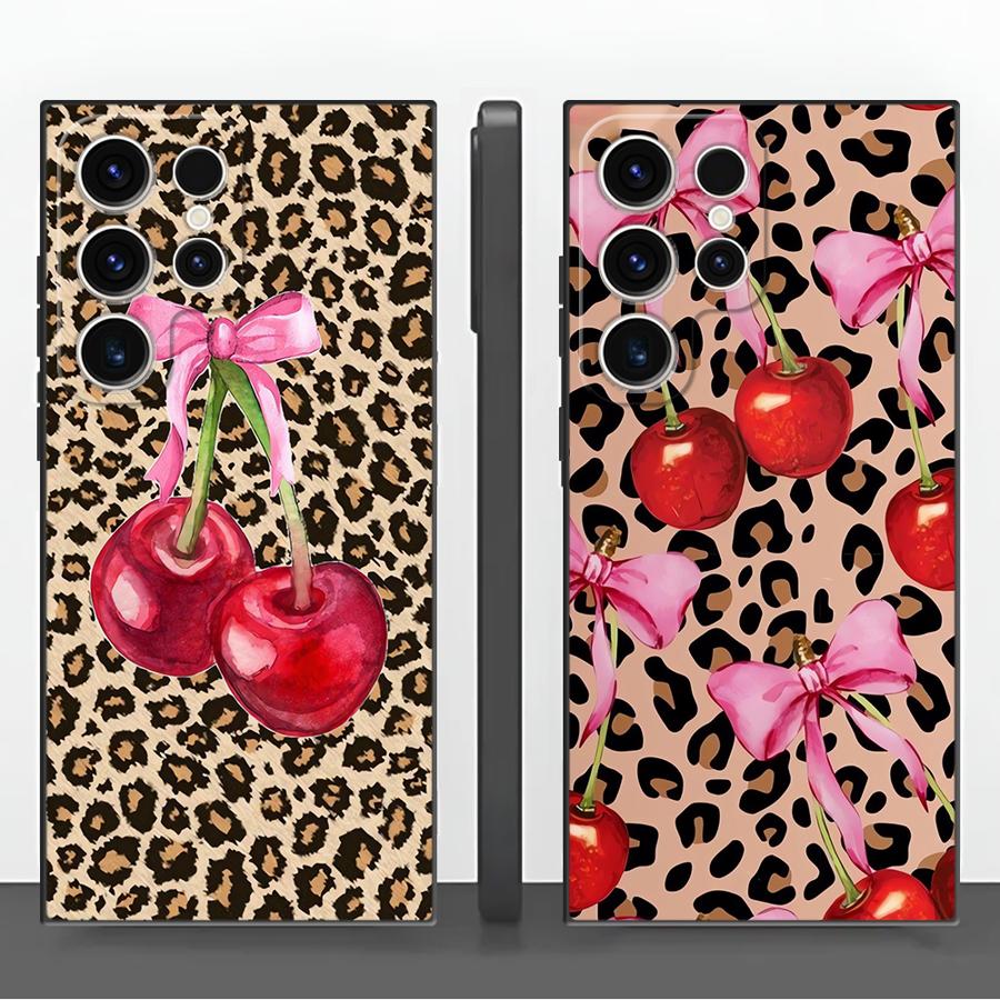 Phone Cases Samsung S25 Ultra - Leopard Cherry Funda Phone Cover Case