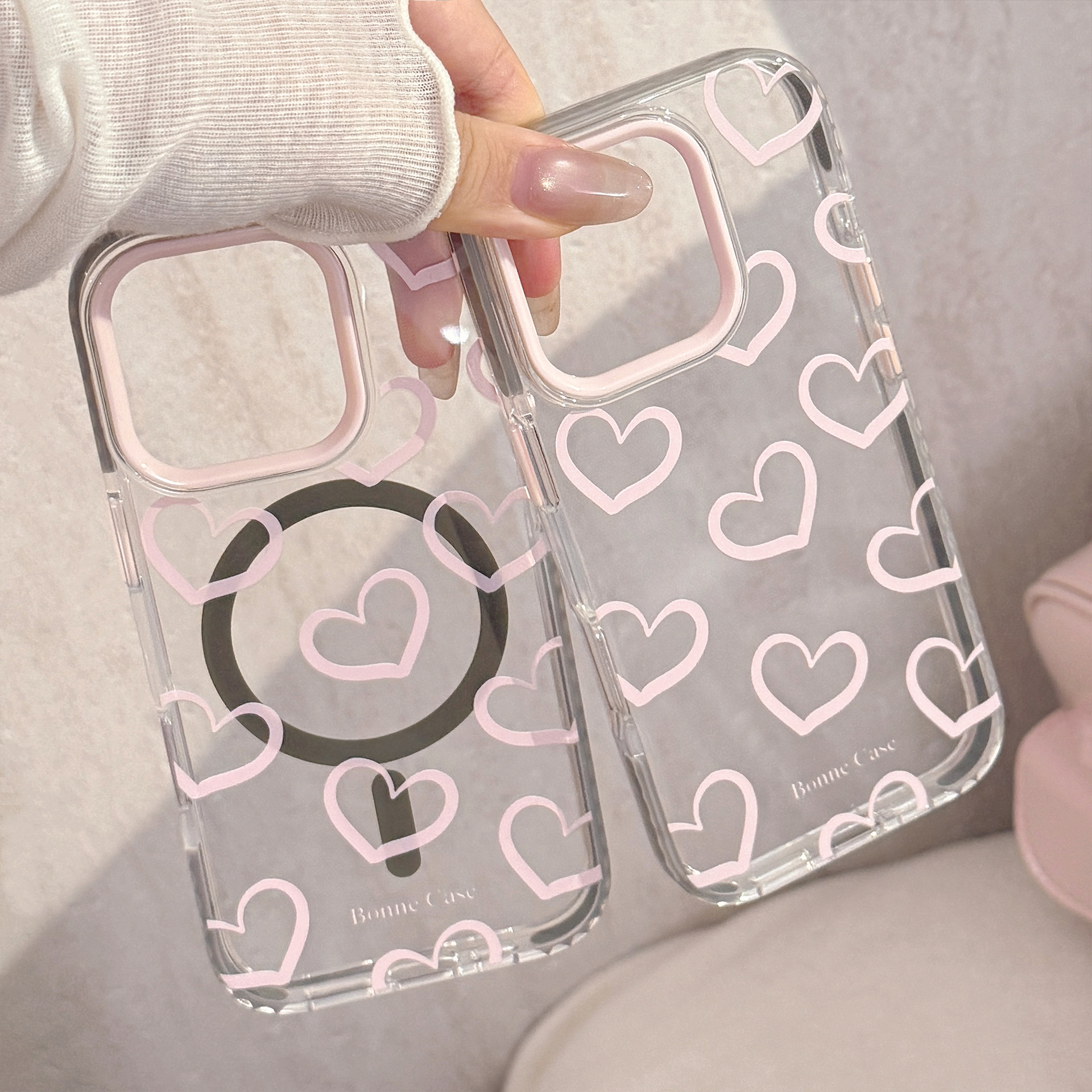 Phone Cases Kawaii - Kawaii Pink Love Heart Graffiti Magnetic