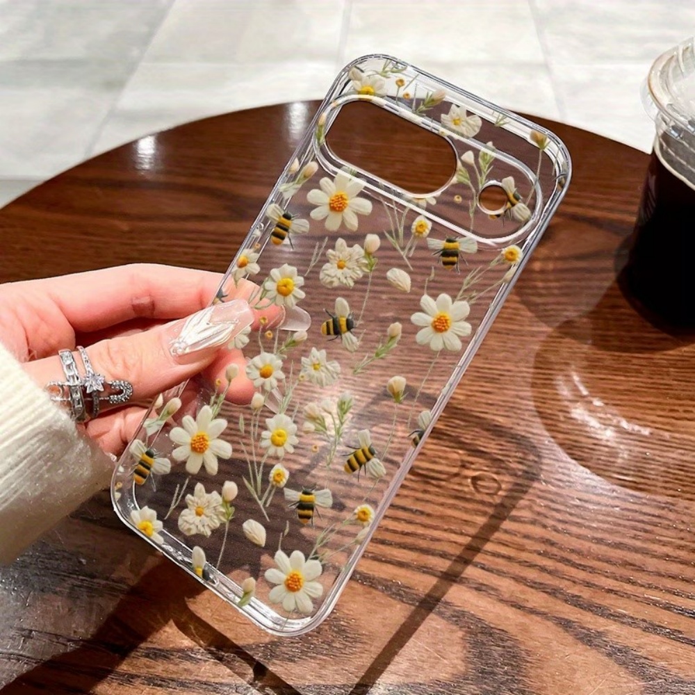 Phone Cases Cute - Cute Honeybee Flower Pattern Soft Clear