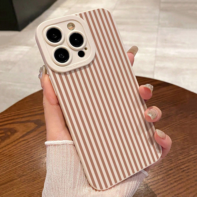 Phone Cases For Iphone 15 - Pink Striped Painted Anti-Drop Phone Case