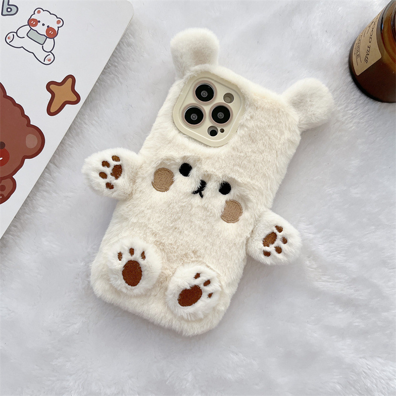 Korean 3D Cartoon Bear Fluffy  - Phone Cases For Iphone 15 리뷰 및 가격