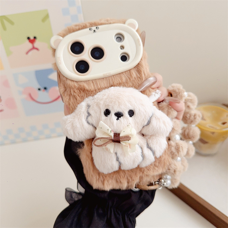 3D Cartoon Bowknot Puppy Warm  - Phone Cases For Iphone 15 리뷰 및 가격