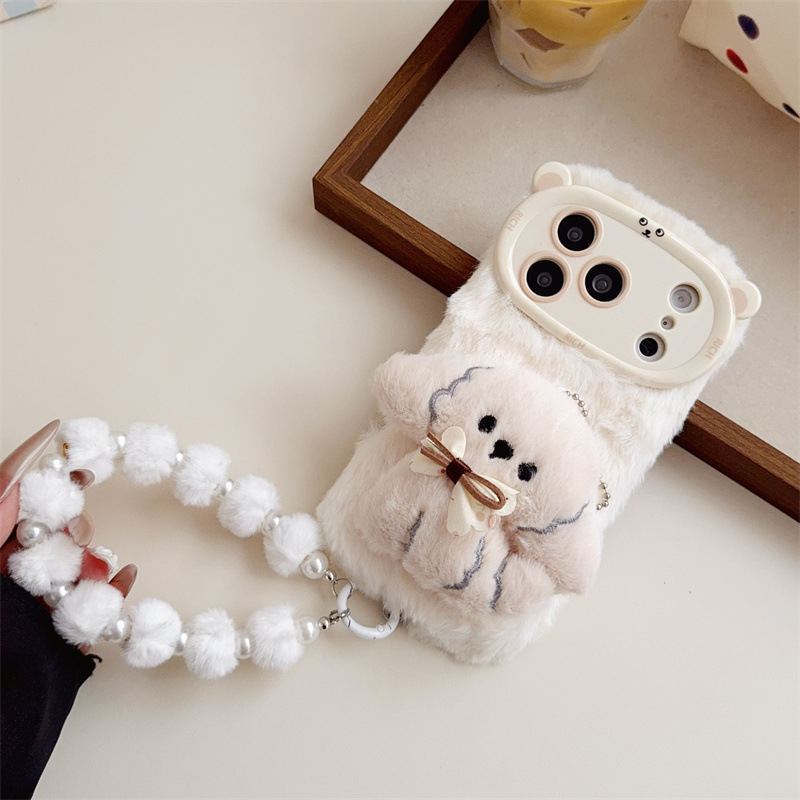 3D Cartoon Bowknot Puppy Warm  - Phone Cases For Iphone 15 리뷰 및 가격