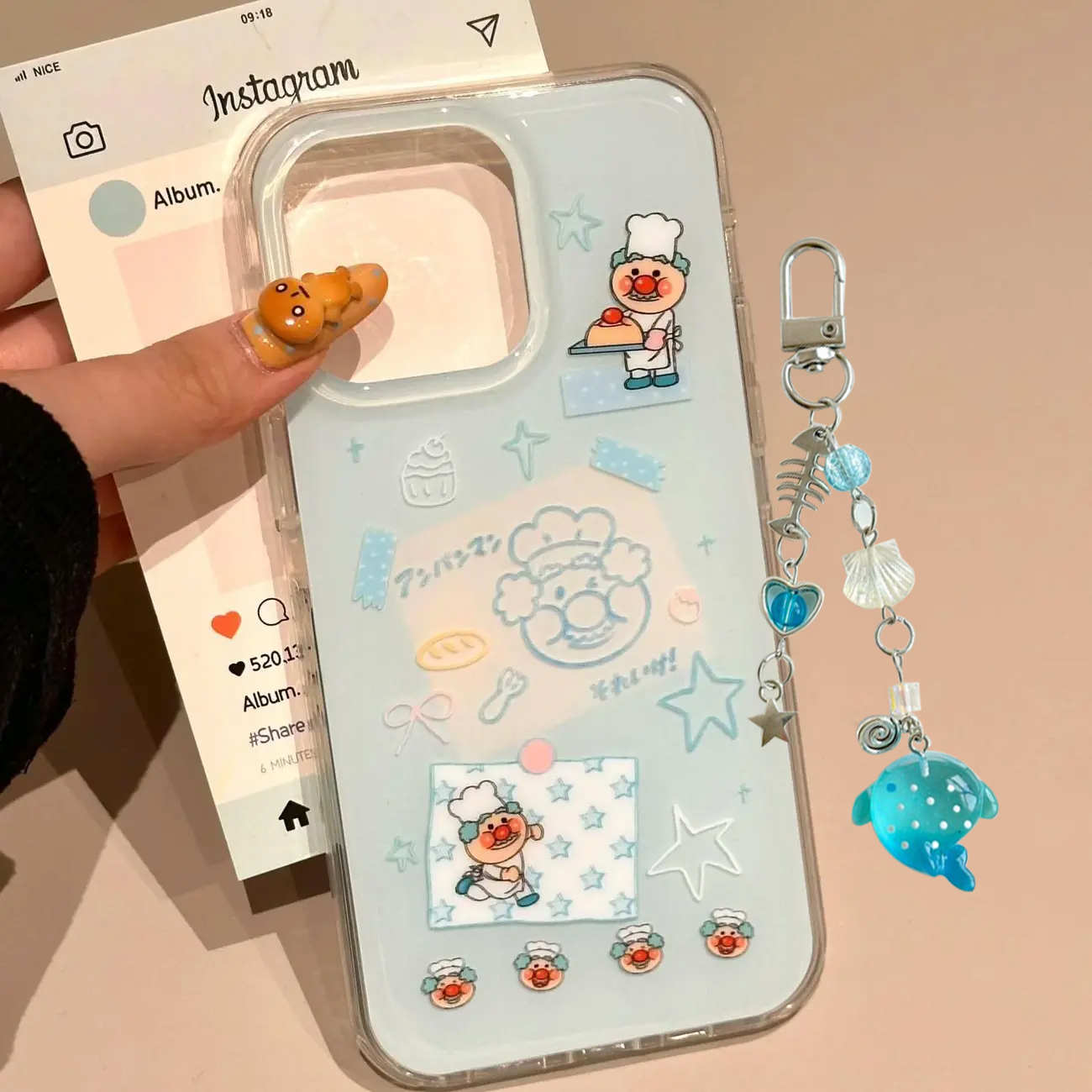 Korean Ins Blue Chef Old Man C - Phone Cases Kawaii 리뷰 및 가격
