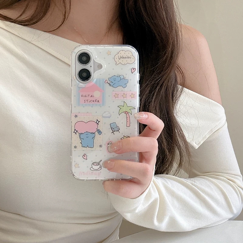 Cute Cartoon Elephant Grabbing - Phone Cases Kawaii 리뷰 및 가격