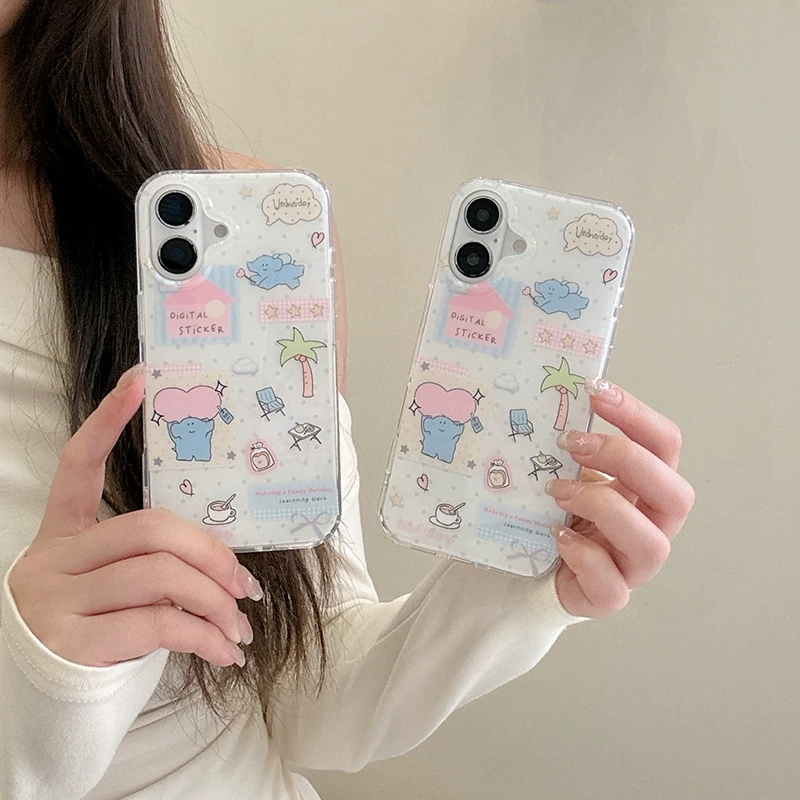 Cute Cartoon Elephant Grabbing - Phone Cases Kawaii 리뷰 및 가격