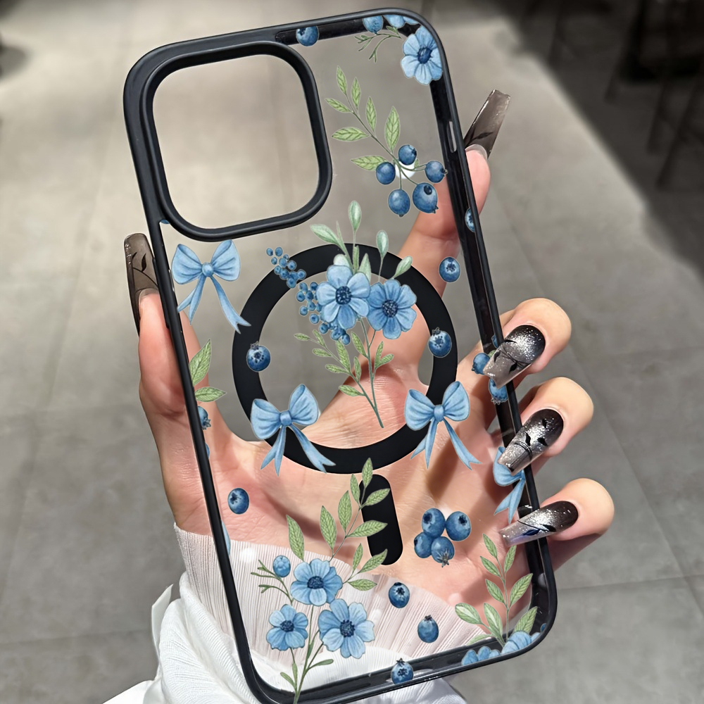 Blueberry Floral Clear Case  F - Phone Cases Iphone 15 Pro Max 리뷰 및 가격