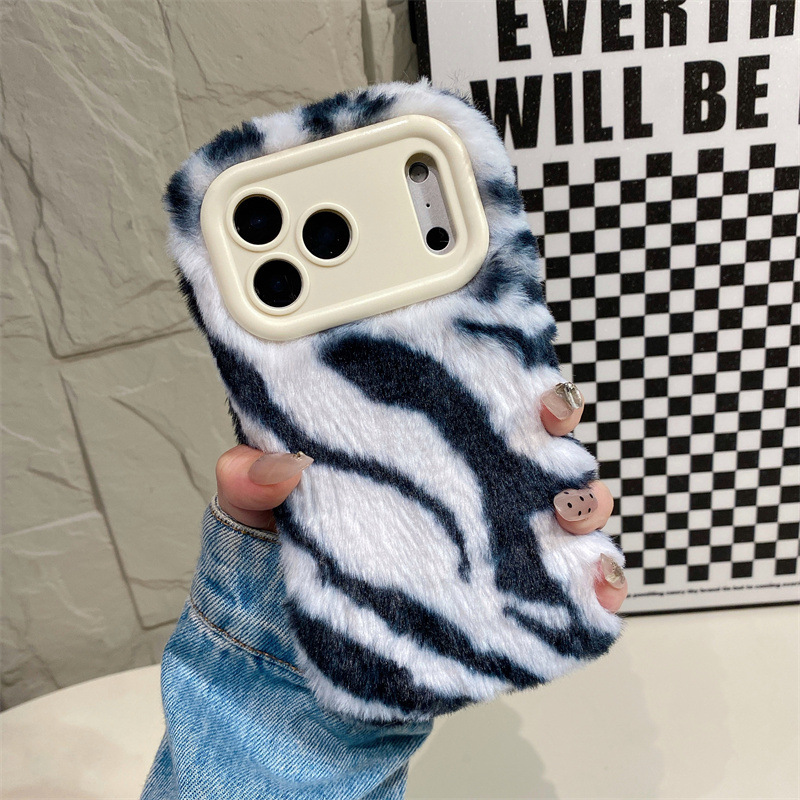 Luxury Zebra Pattern Fluffy Pl - Phone Cases For Iphone 15 리뷰 및 가격