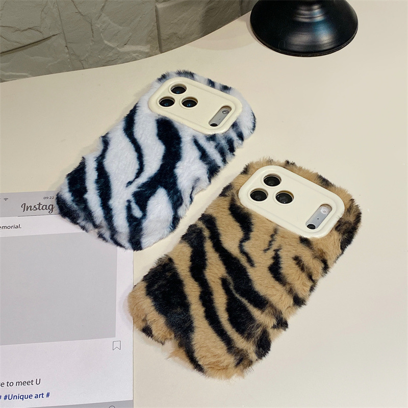 Luxury Zebra Pattern Fluffy Pl - Phone Cases For Iphone 15 리뷰 및 가격