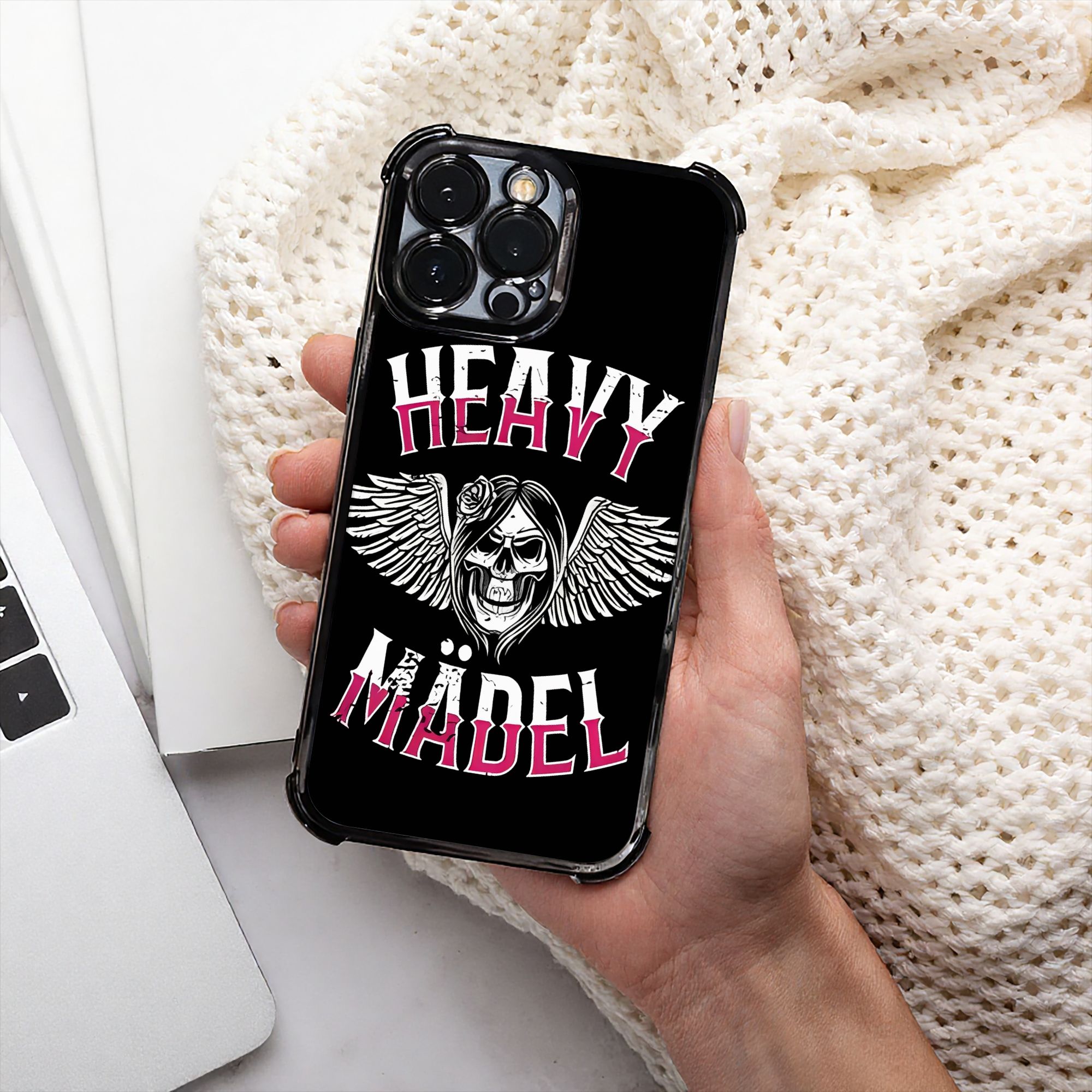 Skull Biker Girl Female Woman  - Phone Cases Metal 리뷰 및 가격