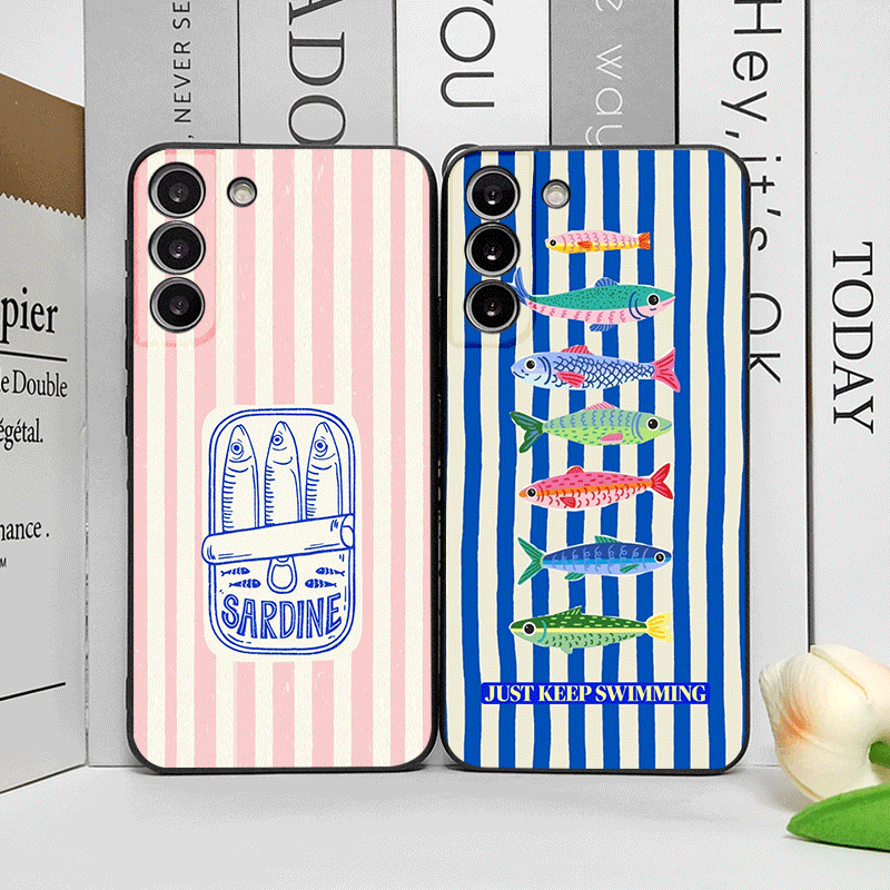 Cute Striped Pattern Sardines  - Phone Cases Cute 리뷰 및 가격