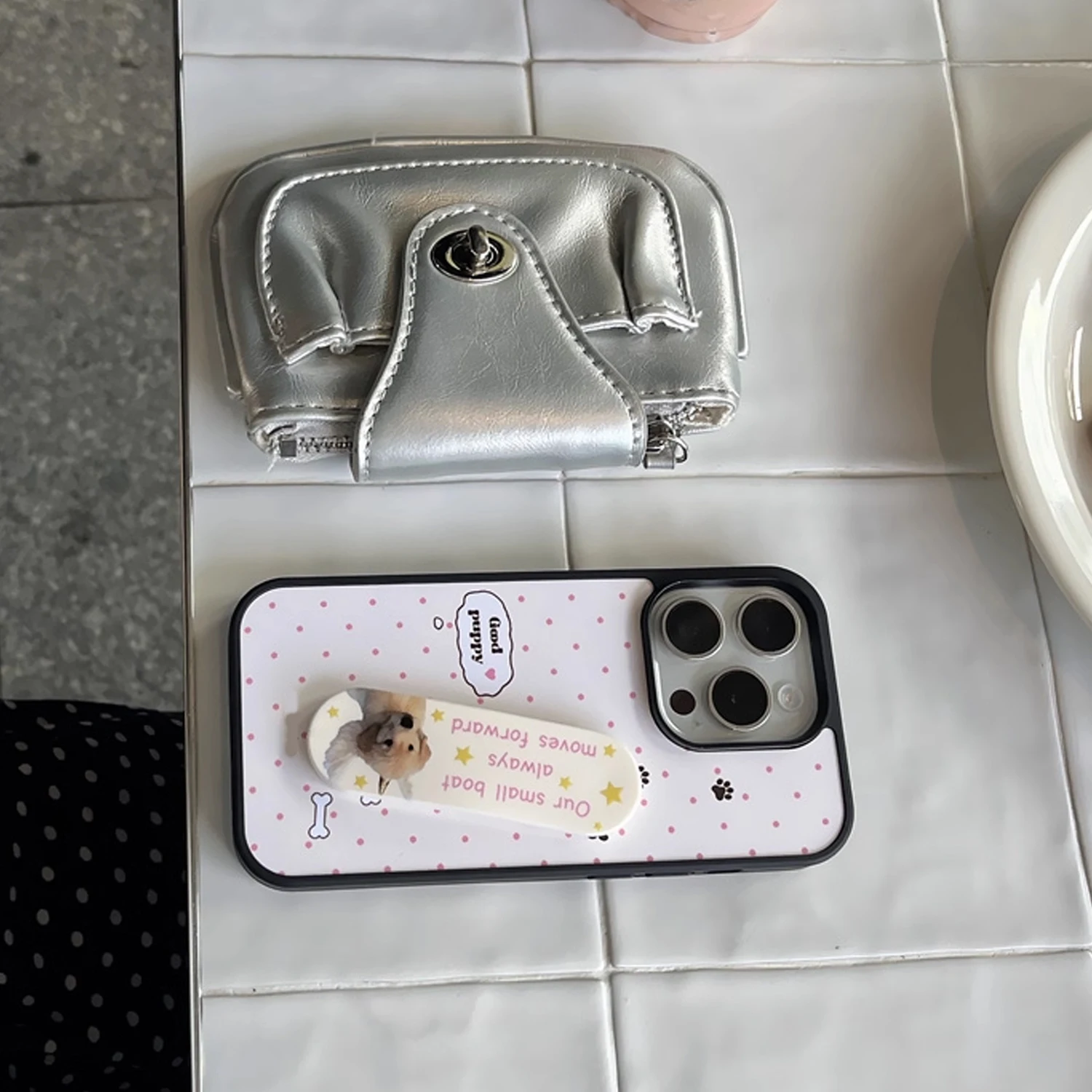 INS Pink Wave Point Good Puppy - Phone Cases Kawaii 리뷰 및 가격