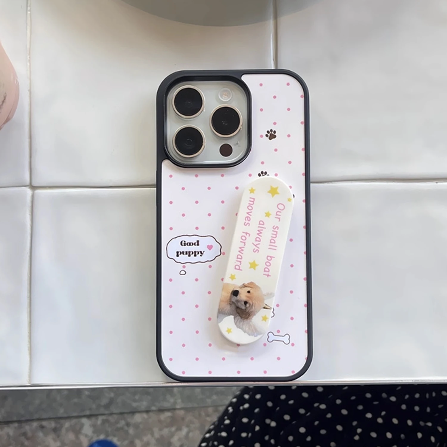 INS Pink Wave Point Good Puppy - Phone Cases Kawaii 리뷰 및 가격